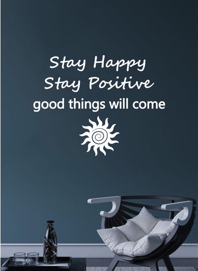 اشتري Stay Happy Stay Positive Quote Wall Decal - Wall Arts Home Décor - Wall Sticker, 60x40 cm by Spoil Your Wall في الامارات