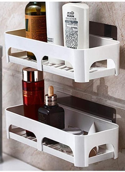 Buy Home Reside Bathroom Shelf Wall-Mounted Suction Cup Hole-Free Toilet Sink Rack, White, Bath Shelf Bathroom Storage Organizer Home Office in UAE