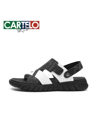 اشتري New CARTELO Genuine Leather Open Toe Sandals Top Layer Leather Summer Slippers في الامارات