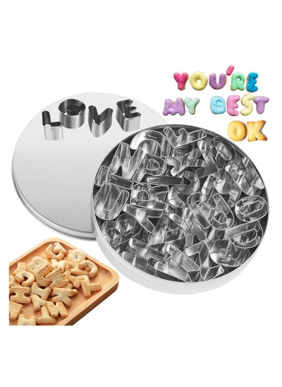 Buy Mini Cookie Cutter Set with Tin Box, 26 Alphabet Cookie Biscuit Cutters Shapes(A-Z), Stainless Steel Mini Cookie Cutters, Polymer Clay Cutters, and Fruit Cutter for Kids in UAE