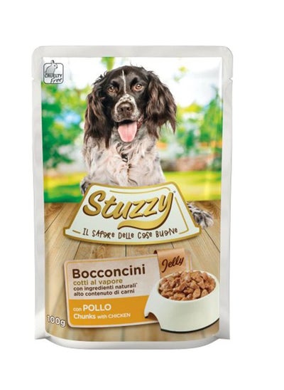 اشتري Steamed Stuzzy Adult Dog Chunks Pouch With Chicken In Jelly 100g في الامارات