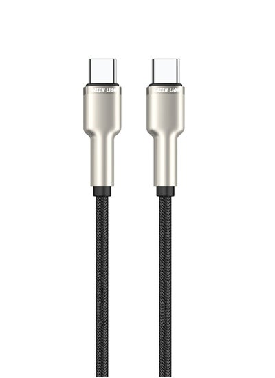 اشتري كابل USB-C إلى USB-C مضفر من سبائك الزنك / سرعة نقل عالية / متوافق على نطاق واسع / فصل تلقائي / شحن ومزامنة / مؤشر LED / آمن ومضمون / كابل بطول متر واحد / 10000 ثنية - أسود في الامارات