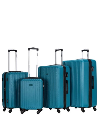 Buy 4 Pack Of Hardside Spinner Number Locked Luggage Trolley Indigo Blue in UAE