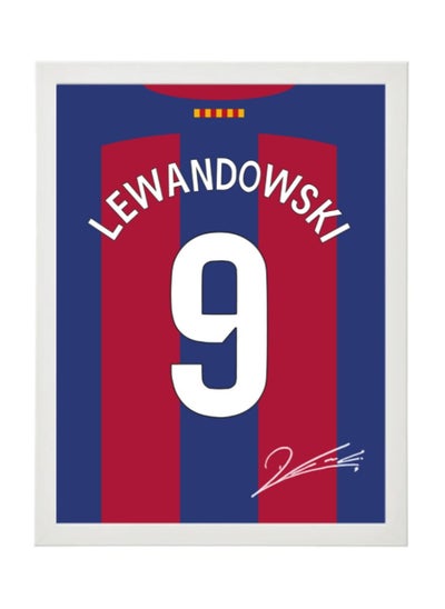 Buy Robert Lewandowski Barcelona 2023-24 Autographed Jersey Poster with Frame 30x40cm in UAE