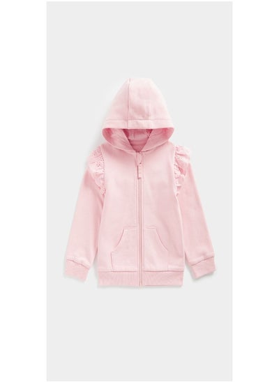 اشتري Pink Broderie Frill Zip Up Hoodie في الامارات