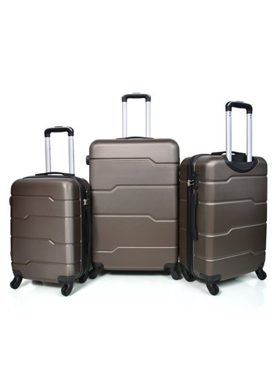 اشتري Morano Hard-Side Luggage Set for Unisex Lightweight 4 Double Wheeled Suitcase with Built-In Type Lock (Set of 3 Pcs, Coffee) في السعودية