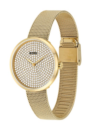 Buy HUGO BOSS ROUND ANALOG WOMEN'S GOLD CASE WATCH - 1502659 in UAE