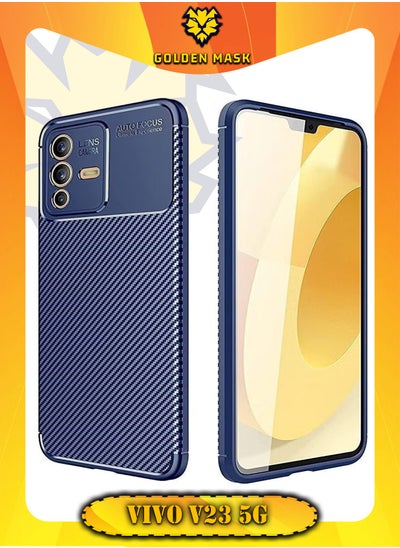 Buy GOLDEN MASK For vivo V23 5G Autofocus Carbon Fiber Case Anti Protection- (Blue) in Egypt