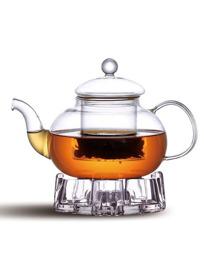 اشتري Cuisine Art Glass Teapot With Filter And Glass Base, 850 Ml Capacity في الامارات