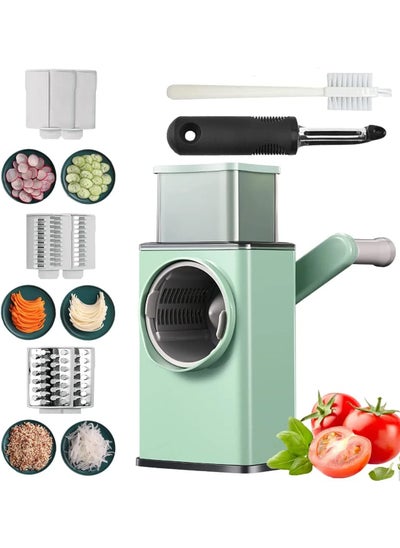 Buy Rotary Cheese Grater for Vegetable Cheese Slicing Cutting, Mandoline Drum Slicer Manual Shredder Grater Round Cheese Slicer Rotary Drum Grater Round Mandoline Grater Rotary Slicer Shredder in UAE