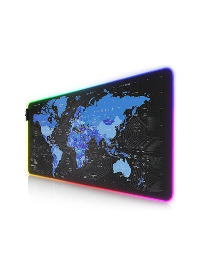 اشتري World Map Blue Gaming Mouse Pad - XXL Extended Size - RGB- Anti Slip Base - Speed Edition | في مصر