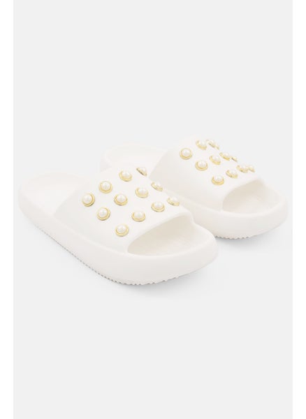 Buy Women Mello Eve Pearl Slip On Casual Slipper, White in UAE