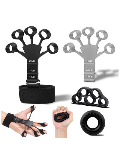 Buy 5-Piece Set of Finger Trainers with 6 Resistance Levels, Adjustable Silicone Hand Trainer, Grip Finger Trainer, Grip Finger Strengthener in Saudi Arabia