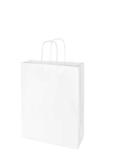 Buy White Paper bags with handles 33 x 26 x 12 cm Large Kraft Gift bags for Birthday Party Favors, Weddings, Bridal Shower, Businesses (12 Bags) in UAE