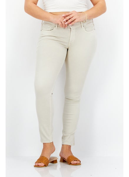 اشتري Women Skinny Fit Embroidered Stretchable Jeans, Ivory في السعودية