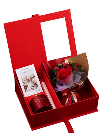 اشتري Soap Flower Aromatherapy Gift Set Lover Gift Eternal Rose Dried Flower Gift Box Souvenir Flower Bouquet Gift Box Red في الامارات
