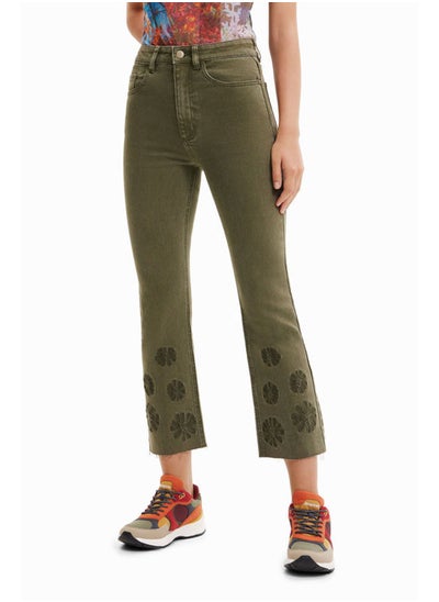 Buy Embroidered cropped flare jeans in Egypt