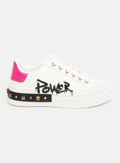 اشتري Pink Heel Notch "POWER" Lace Up Sneakers في مصر