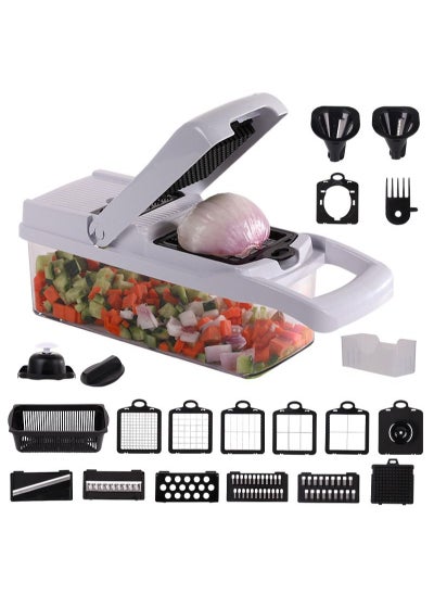 اشتري 22-Piece Multifunctional Vegetable Chopper Cutter Slicer And Dicer Tool في الامارات