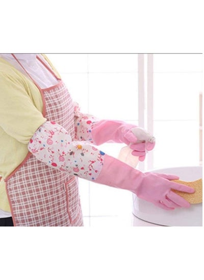 Buy "Pair of Long Sleeve Dishwashing Gloves, Non-Slip Wear-Resistant Latex Rubber Kitchen Gloves, Waterproof Cleaning Gloves to Protect Hands from Washing Dish, Effective Grip Rubber Gloves for Home Use and Kitchen Utensil Cleaning, Multi-Purpose Dishwashing Gloves Multicolor(Random Color Available) in Egypt