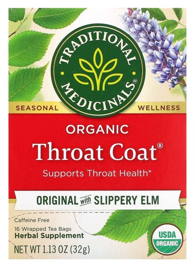 اشتري Organic Throat Coat Original with Slippery Elm Caffeine Free 16 Wrapped Tea Bags 1.13 oz (32 g) في الامارات