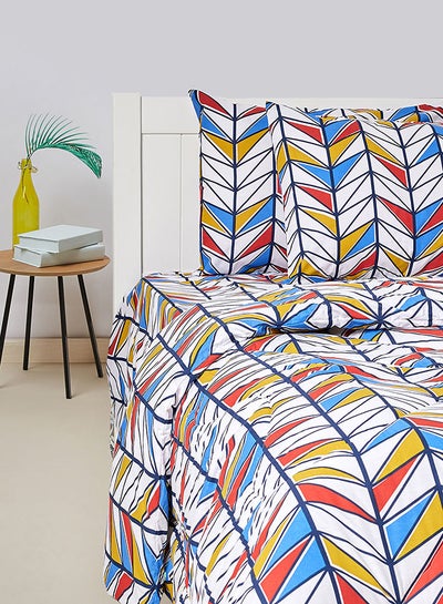 Buy 3-Piece Scalene Triangles Printed Design 180 TC Poly Cotton Single Comforter Set in UAE