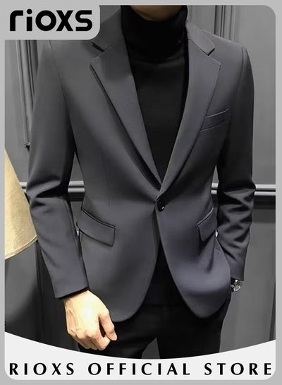 Buy Men's Formal Long Sleeve Blazer Jacket One Button Slimming Casual Blazer Coat with Two Side Pockets for Business Wedding Prom Dinner in Saudi Arabia