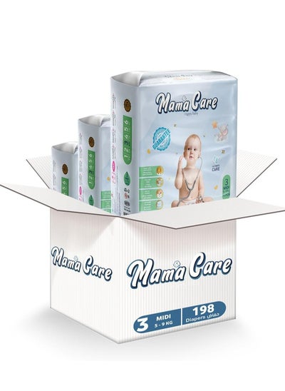 Buy Mama Care Midi Size 3 Diapers 5-9 KG - Bundle of 3 packs 198 pcs Diapers Jumbo pack in UAE