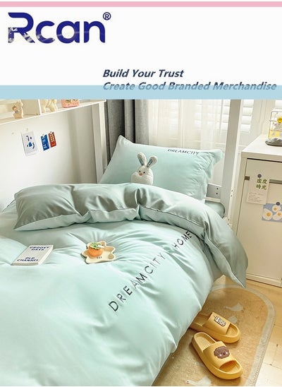 Buy 3-Piece Set Children Student School Dormitory Embroidery Design Duvet Cover Set Single bed Kid's polyester Bedding Set Boy Girl 150x200cm in UAE