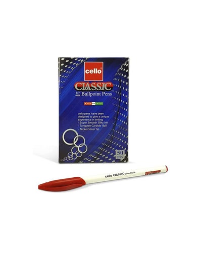 Buy CELLO CLASSIC BALL PEN 0.7MM / 0.6 MM BOX OF 50PC RED in UAE