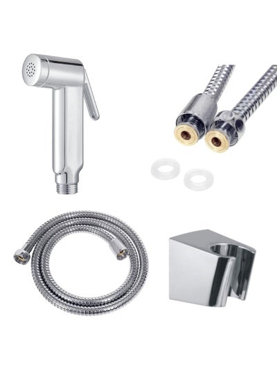 اشتري Stainless Steel Handheld Bidet Spray Shower Shattaf Hose Muslim Shower Kit For Toilet Bathroom Silver 1.2 Meter Pipe في الامارات