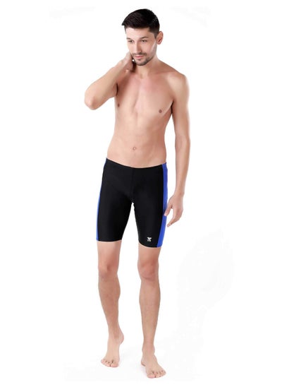 Buy Alliance Swimming Jammer for Men, Size-38 (Black, Cobalt) in Saudi Arabia