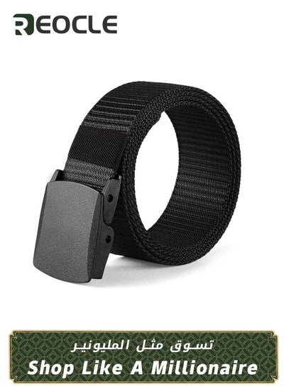 Buy Mens Belt Nylon Belts with Automatic Click Buckle  Webbing Tactical Belt with Automatic Buckle Can Pruning Enclosed Black 125cm in UAE