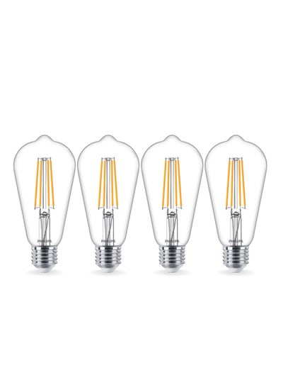 Buy PHILIPS LED Bulb Classic Dimmable, E27, ST64 Filament, Edison Vintage, 7.2 Watt(60W), 806 Lumen (4 Pieces) in Egypt