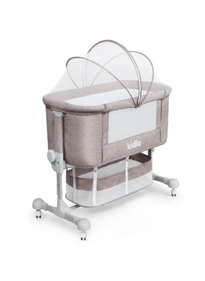 Buy Adjustable Canopy Bedside Crib 3 in 1 Folding Baby Bassinet with Mosquito Net, Baby Bedside Sleeper, Easy Fold Portable Crib with Newborn Storage Basket, Bedside Bassinet with Comfort Mattress/Travel Bag (Bassinet) Light Gray in Saudi Arabia