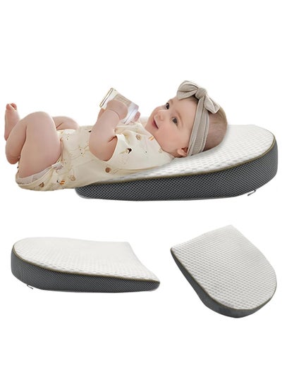 اشتري Baby Wedge Pillow Anti-Spit Milk Feeding Pillow for Sleeping Nursery Infant Square Crib 15 Inclination Mattress With Removable Cover Memory Foam Cotton Wedge Cushion for Newborn في السعودية