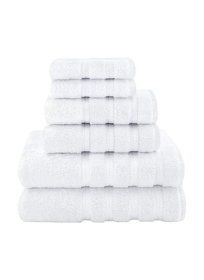 Buy Towel Set Luxury Hotel Quality 600 GSM Genuine Combed Cotton, Super Soft & Absorbent Family Bath Towels 6 Piece Set -  2 Bath Towels, 2 Hand Towels, 2 Washcloths - Bright White in UAE