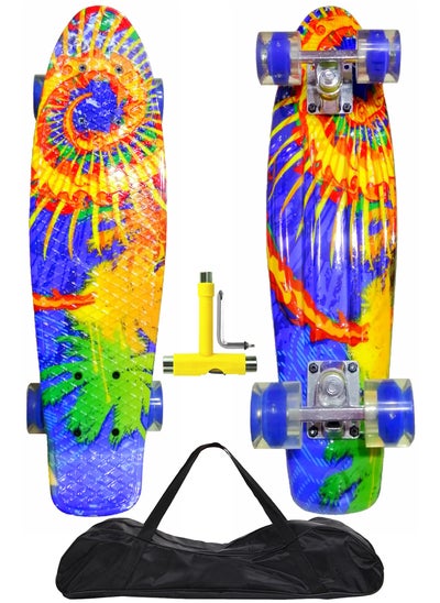 Buy 22" Pany Skateboard PU Flash Wheels Fish Shape With Carry Bag & Tool, Yellow Sun in Egypt