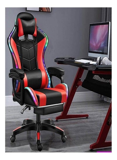 Buy Sports style gaming chair with footrest with LED lighting and headphones in Saudi Arabia