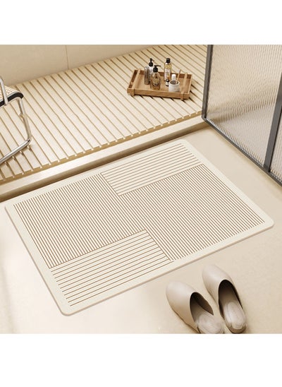 Buy Tycom Cloth Bath Mat Super Absorbent Bathtub Mat with Non-Slip Anti-Slip Bathroom Floor Mats and Quick Dry Bath Rug Thickened Soft Easier Clean Carpet 50 By 80 CM Cross Line Beige. in UAE