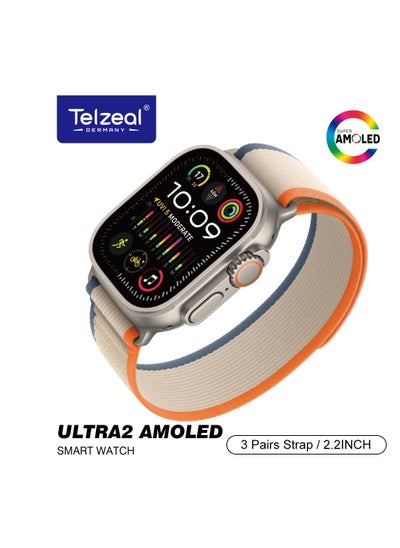 Buy Telzeal Ultra 2 Amoled screen 2.2 inch Smart Watch 49mm With 3 Strap in Egypt