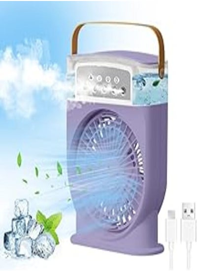 Buy Evaporative Air Cooler Fan,4-in-1 Mobile Ice Cool Humidifier Cooling Desk Fan USB Powered, Personal Air Conditioning Unit Portable for Home Office Bedroom Travel Camping Space Cooling (Purple) in Egypt