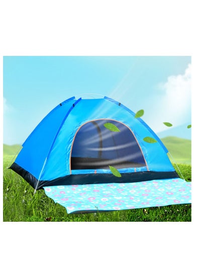 اشتري Blue Camping Tent 3-4 Person Family Tents Waterproof Sun Shelter Outdoor Camp Beach Picnic Backpacking في الامارات