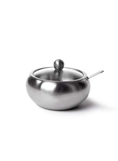 اشتري Fissman Stainless Steel Sugar Bowl With Glass Lid And Spoon في الامارات