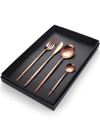 Buy 4 Pieces Stainless Steel Flatware Cutlery Sets Including Fork Spoons Knife Tableware for Home,Hotel,Restaurant, Rose Gold in Egypt