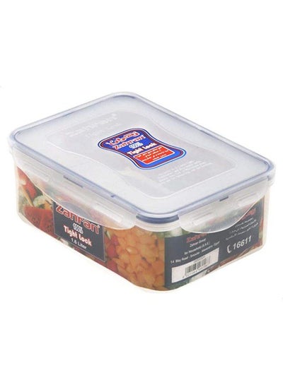 Buy Zahran Rectangular Food Container Silicon With Lock, 1.6 Litre, Blue/Clear - 6000504 in Egypt