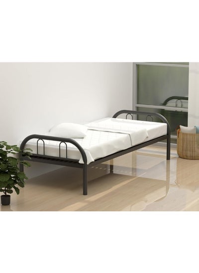 Buy Heavy Duty Round Steel Bed Black Color Single Size - L190 x W90 x H75 Cm - Model-131BK in UAE