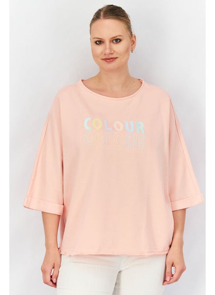 Buy Women Round Neck Embroidered Sweatshirt, Pink Combo in UAE