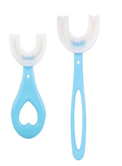 Buy U shaped toothbrush for children set of 2 pieces in Saudi Arabia