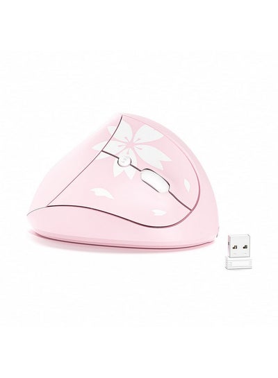 اشتري Sakura Cherry Pink Wireless Ergonomic Vertical Mouse 2.4Ghz Optical Ergo Mouse With 800 1200 1600 Dpi Right Handed For Laptop Computer Desktop Windows Mac Os Ios Linux Android Systems في الامارات